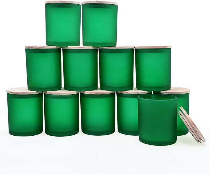Candle Jars for Making Candles 12 Pcs 3 Wick Empty Jars with Wood Lids for