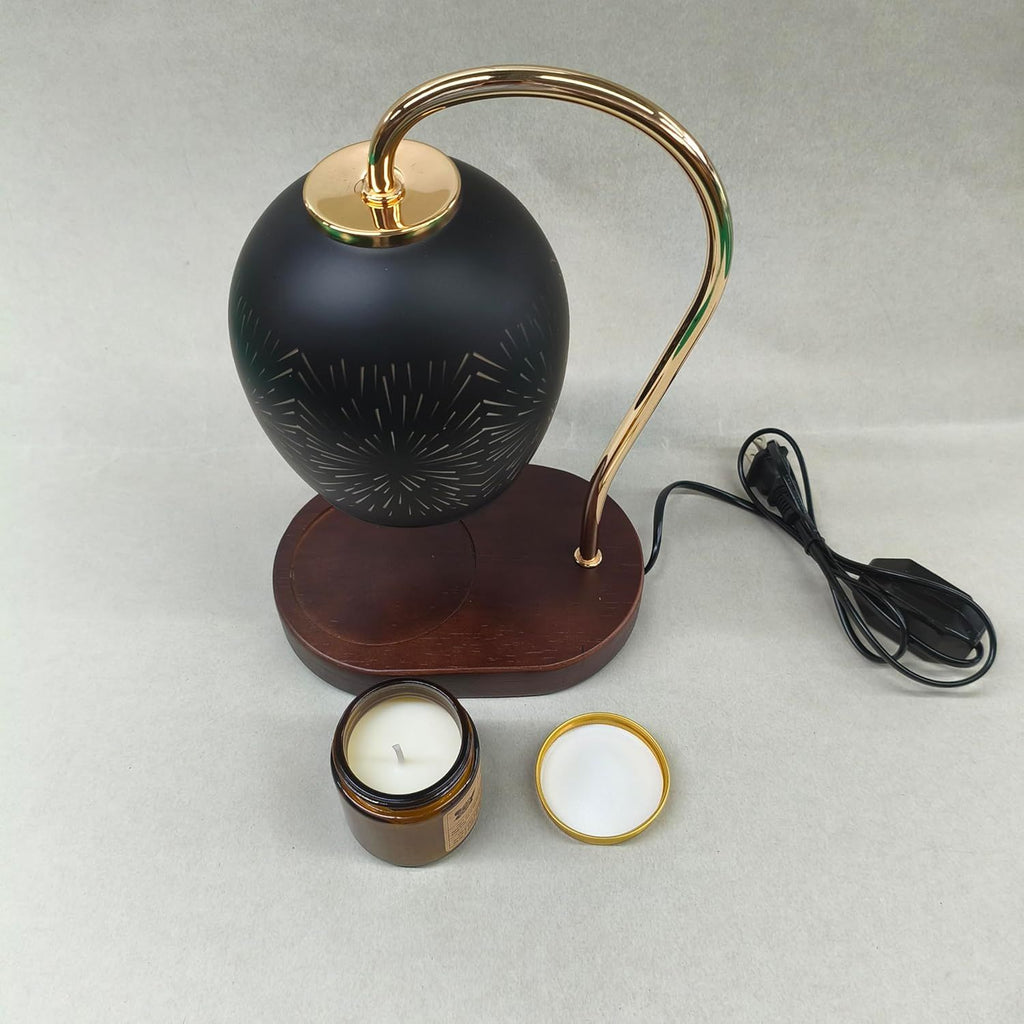 Candle Warmer Lamp with Dimmable, Black Hollow Glass Lampshade Birthday Gifts for Women Mom, House Warming Gifts