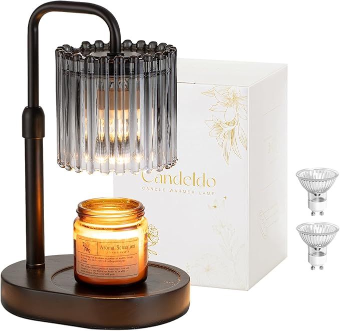 Candle Warmer Lamp with Timer: Black Candle Warming Lamp Height Adjustable Wax Melt Warmer Dimmable Modern New Home Bedroom Decor Christmas Housewarming Gift for Women