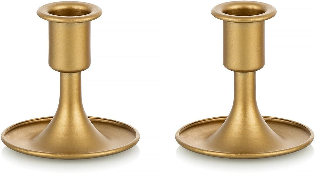 Candlestick Holders Taper Candle Holders, Gold Candle Stick Candle Holder for Table Centerpiece, Wedding Reception, Festive Christmas Mantel Decoration or Home Decor, Set of 2