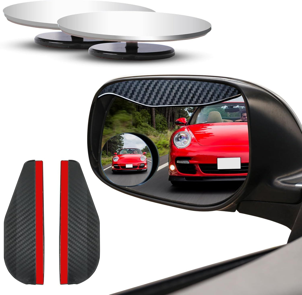 Car Blind Spot Mirrors with Rain Visor (2 Pack) - Convex Rear View Blind Spot Mirrors, 2" Round HD Car Side Mirror Blind spot, Wide Angle Adjustable Blind spot Mirror for SUVs & Trucks