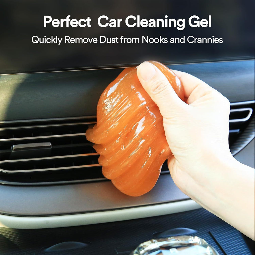 Car Cleaning Gel for Car Cleaning Putty Car Putty Auto Detailing Tools Car Slime Cleaner Dust Cleaning Gel for Car Interior Cleaner Car Accessories Keyboard Cleaner Orange (2Pack)