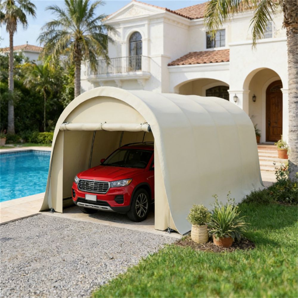 Car shed, portable garage, rain shelter, beige