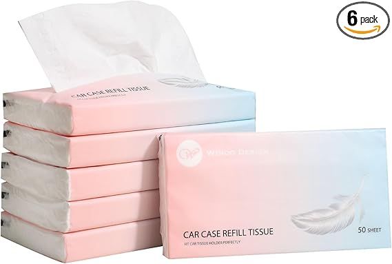 Car Tissue Refills 300 Sheets Facial Tissues Refills for Car Visor Tissue Holder, Travel Tissue Tubes Box Container Perfect Fit for Car Cup Holder