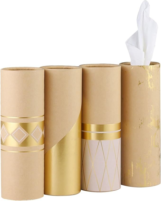 Car Tissue  with Facial Tissues Bulk Gold Cylinder, for Car , Refill Box Round