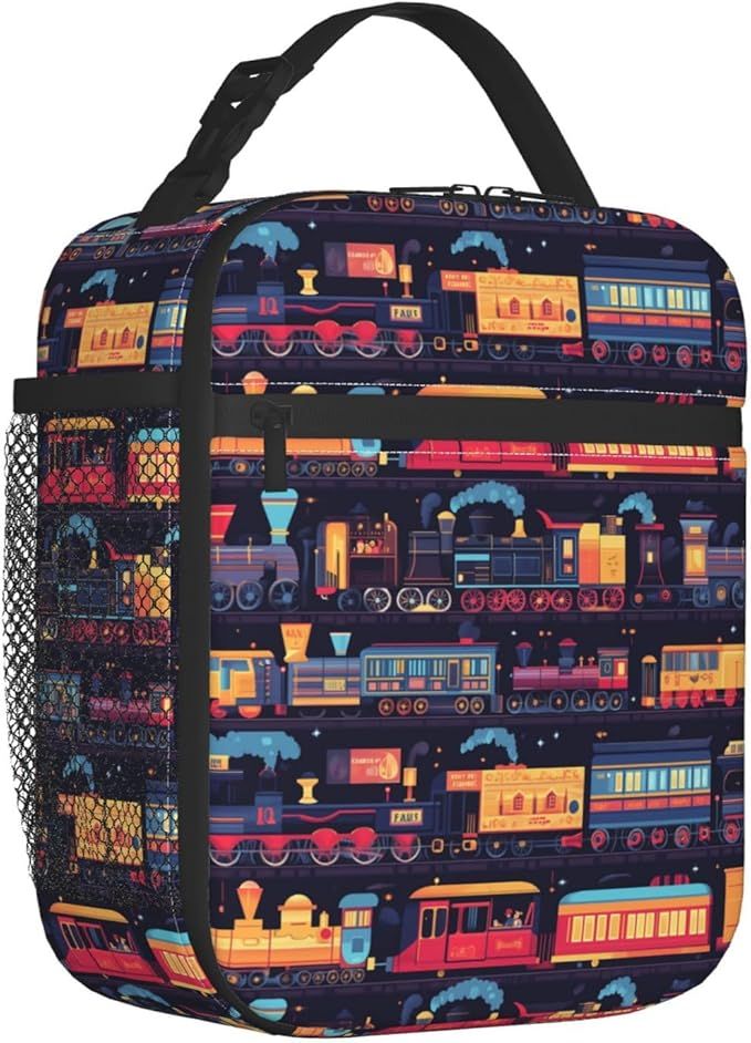 Car Train Lunch Bag Insulated Reusable Lunch Box