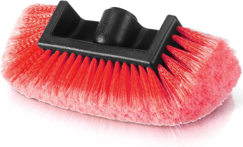 Car Wash Brush Head with Soft Detailing Bristle Flow Thru Car Cleaning Brush Exterior Car Wash Equipment for Auto Truck RV Boat Camper Washing, 10 Inch (Red,1 Pcs)