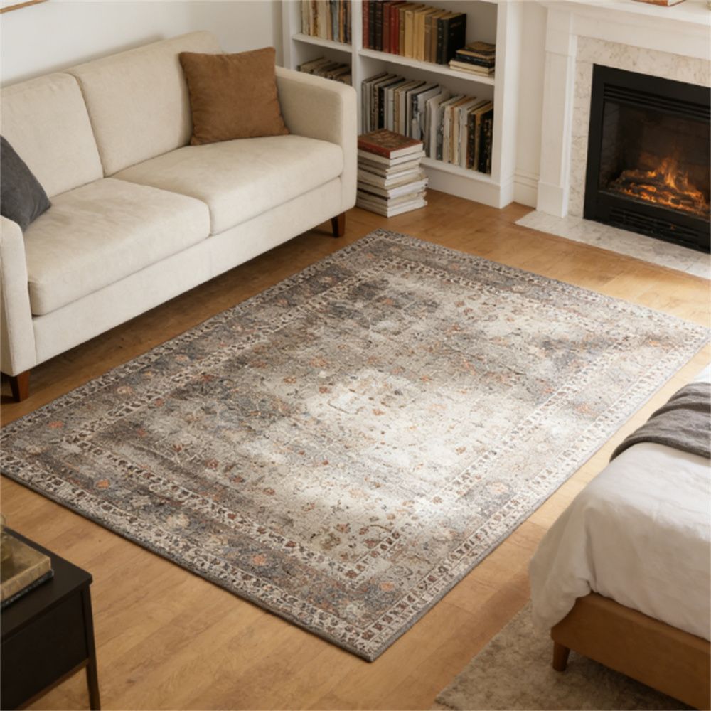 Carpet, floor covering, room carpet, foldable carpet, dark brown blend