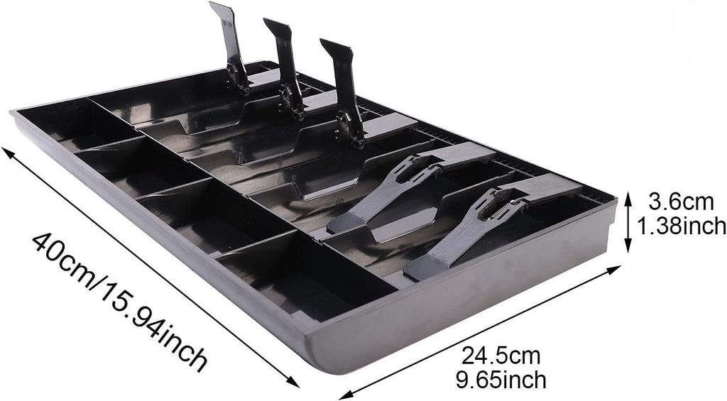 Cash Money Tray Replacement 5 Bill/ 4 Coin Drawer Register Insert Tray Storage Case with Plastic Clip.