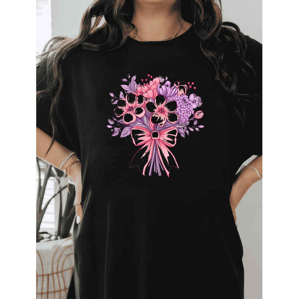 Casual Women's Cotton T-Shirt with Bow Detail - Trendy and Comfortable for Every Season