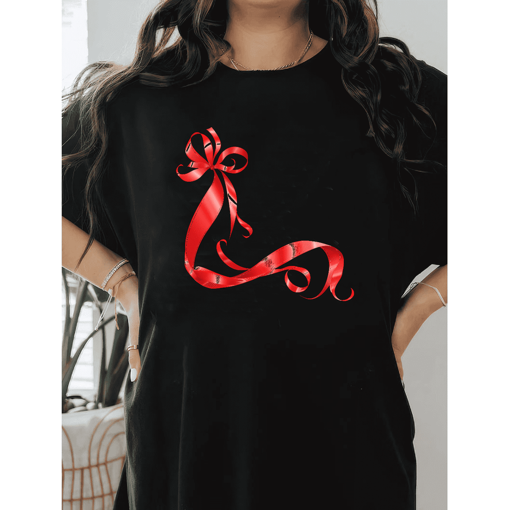 Casual Women's Cotton T-Shirt with Bow Detail - Trendy and Comfortable for Every Season