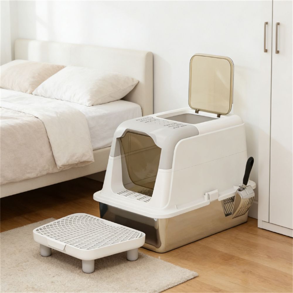 Cat litter box, stainless steel garbage bin, cat garbage bin