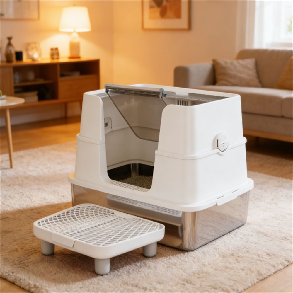 Cat litter box, stainless steel garbage bin, cat garbage bin