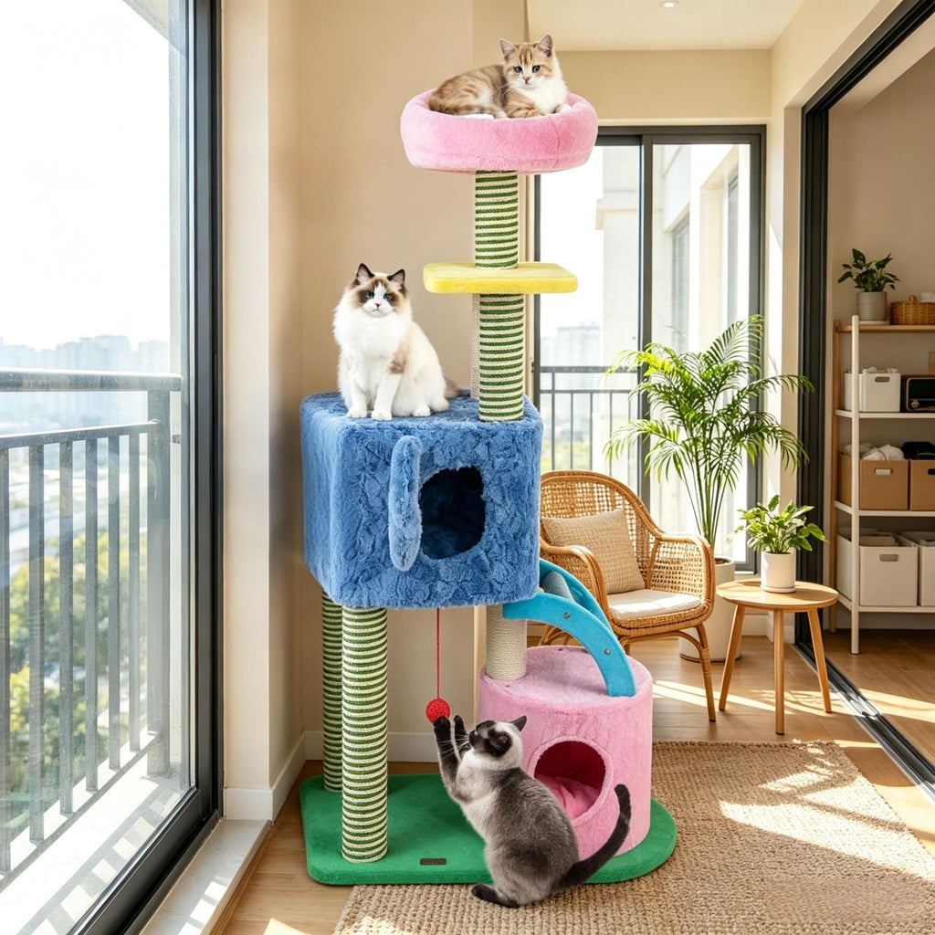 Cat Tree Multi-level Kitty Tower with 2 Condos