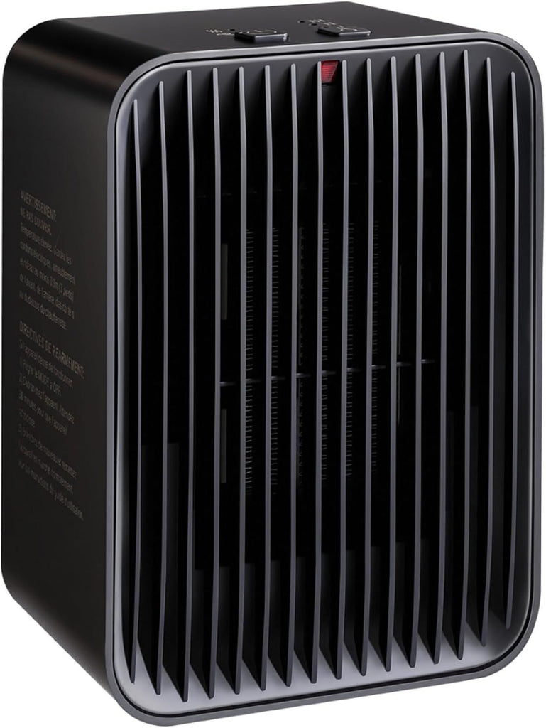 Ceramic Space Heater, Electric Heater for Indoor Use With 3 Heat Settings, Temperature Control, Lightweight (1.7 LBS), 520 w, Black, 5.1"L x 3.5"W x 7"H