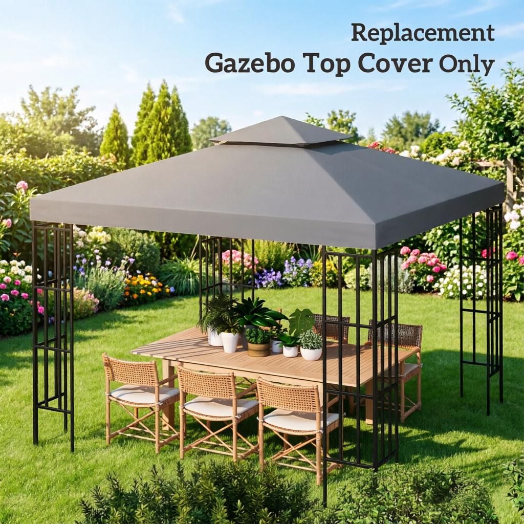 Charcoal 2-Tier Gazebo Replacement Canopy Top Only for Model 01-0153 Fits 9.8' X 9.8' Gazebos(top  only)
