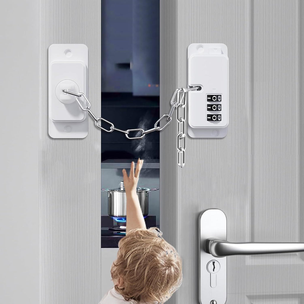 Child Proof Door Lock (2 Pack), Door Locks for Kids safety & Window Locks, for Fridge Lock, Cabinet Locks, Cat Door Latch and Baby Proofing, Strong non-marking Adhesive No Drilling