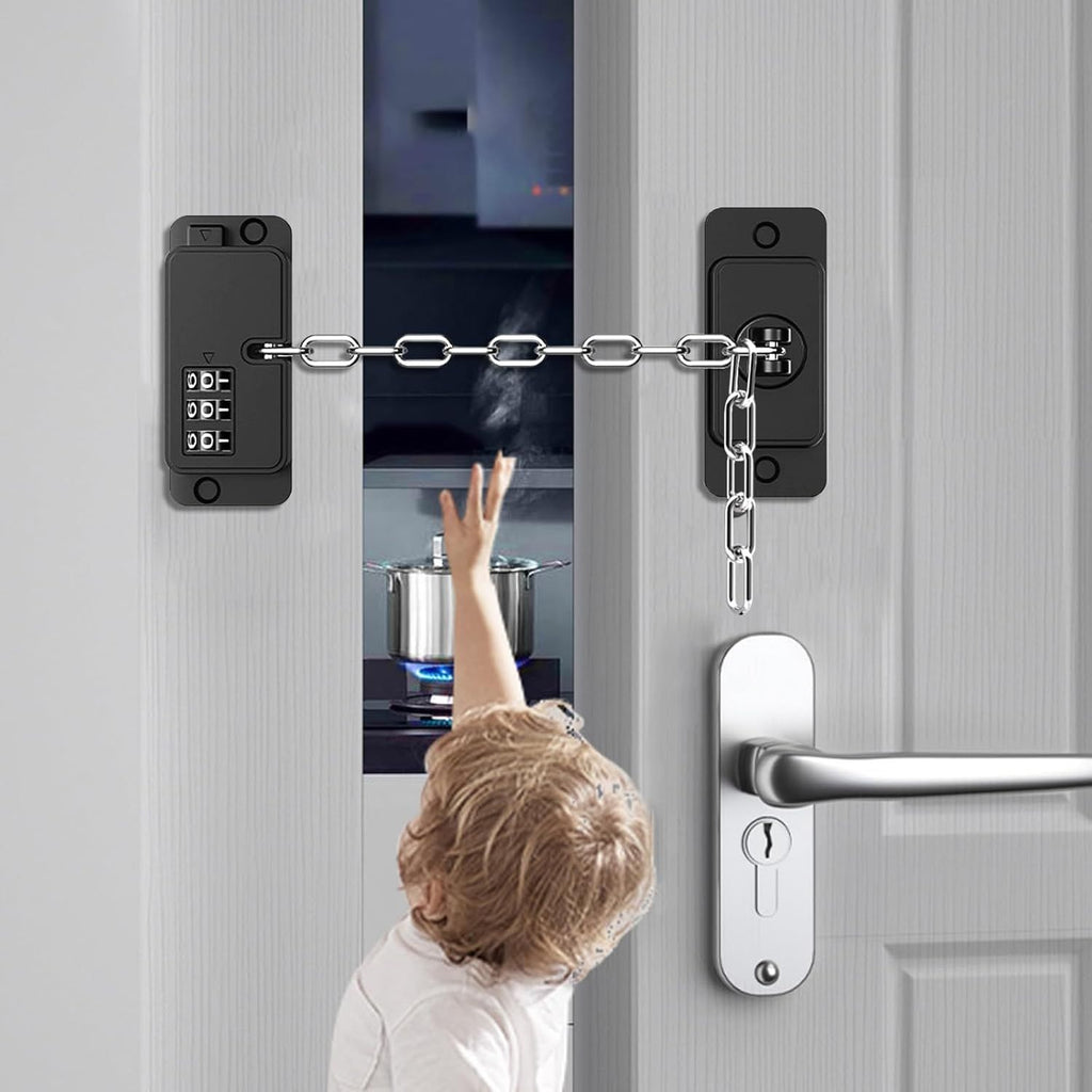 Child Proof Door Lock (2 Pack), Door Locks for Kids safety & Window Locks, for Fridge Lock, Cabinet Locks, Cat Door Latch and Baby Proofing, Strong non-marking Adhesive No Drilling