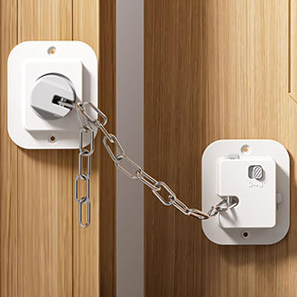 Child Proof Door Lock with Adjustable Strap, Cat Door Latch 3M Adhesive Safety Locks for Baby, Dementia & Pets, No Tools Needed 1 Pack