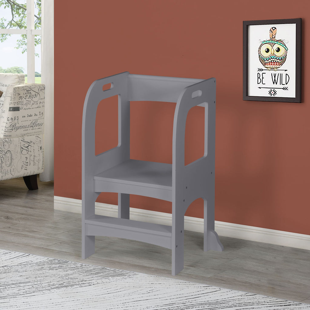 Child Standing Tower;  Step Stools for Kids;  Toddler Step Stool for Kitchen Counter; Gray