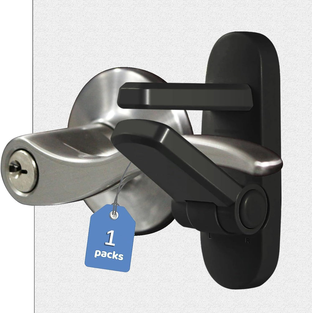 Childproof Door Lever Lock Baby Safety Locks for Doors (1 Pack) Improved Door Safety for Kids, 3M Adhesive No Drilling Child Safety Door Handle Lock. Simple Install, No Tools Needed
