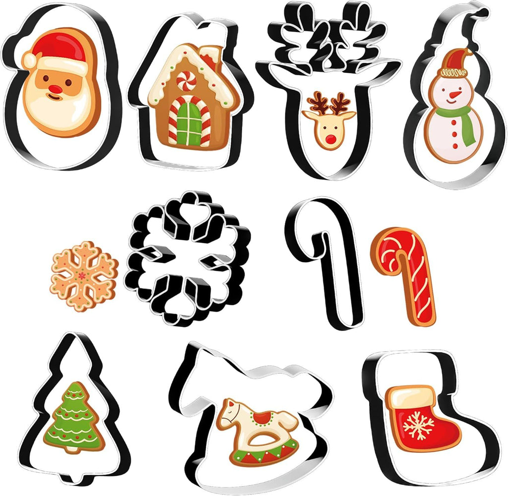 Christmas Cookie Cutters - 9 PCS Christmas Party Favors Decorations Kit Shaped in Santa Snowman Cane Candy