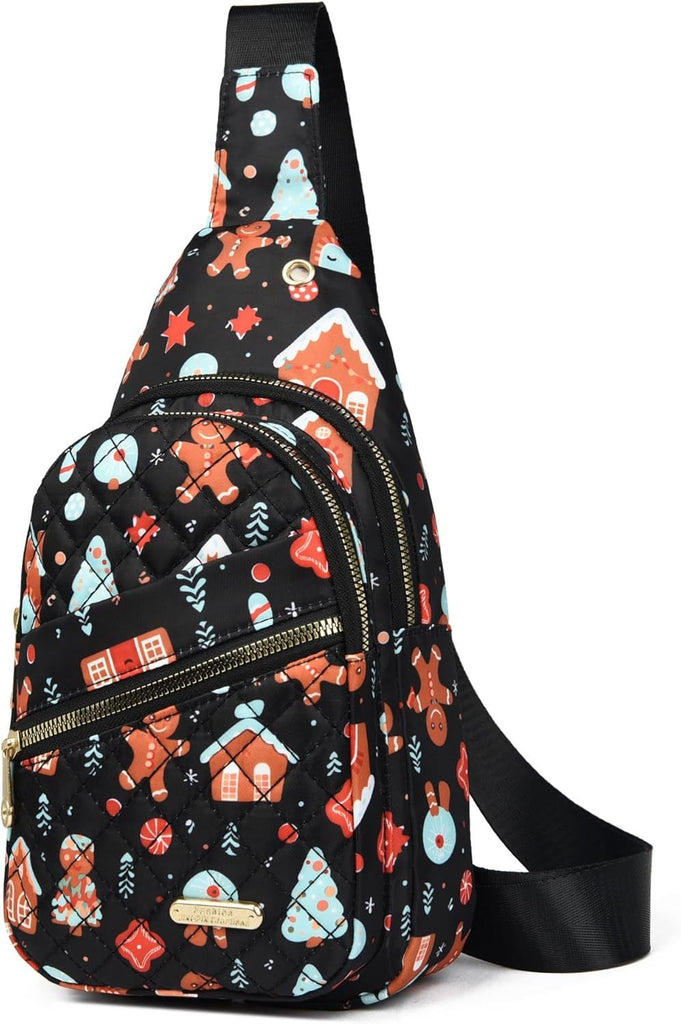 Christmas Crossbody Small Sling Backpack Sling Bag for Women Men, Chest Bag Daypack Crossbody for Travel Sport Running Hiking Christmas Gift (Red)