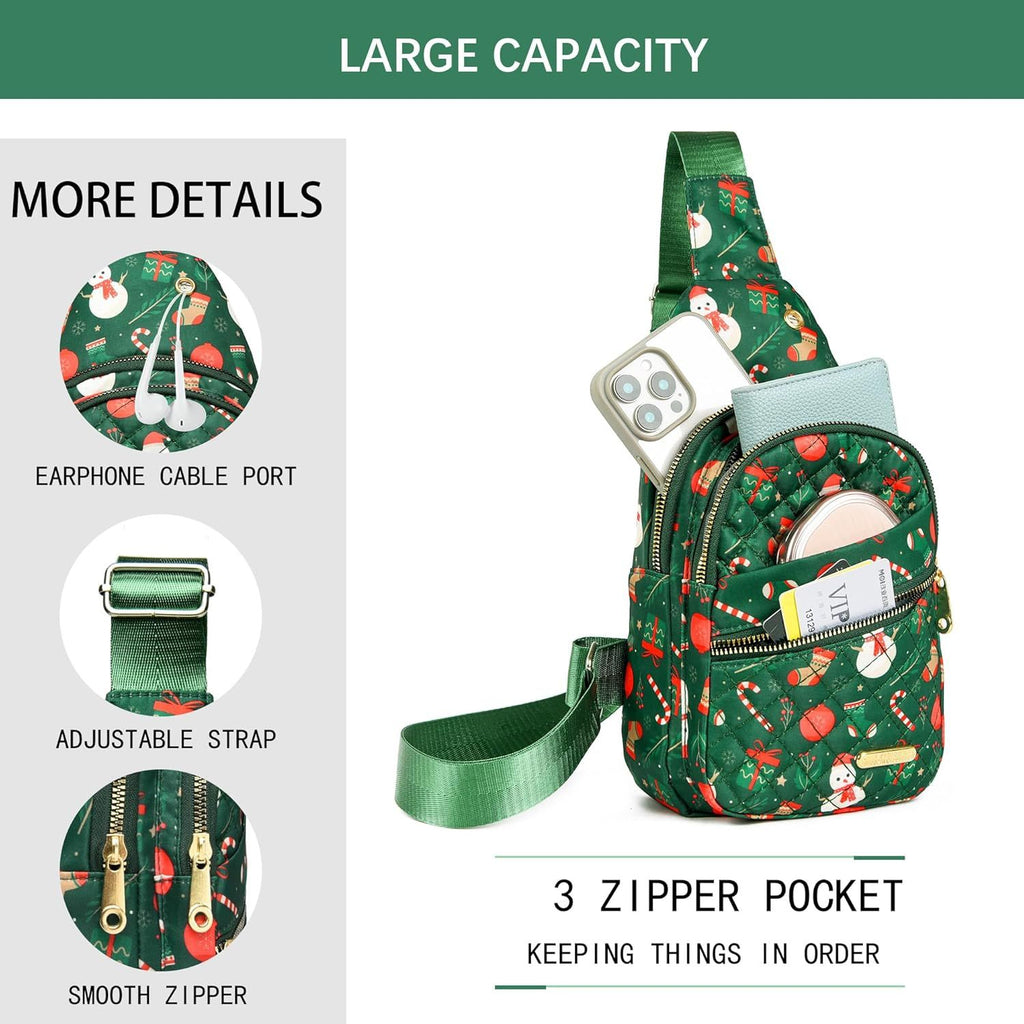 Christmas Crossbody Small Sling Backpack Sling Bag for Women Men, Chest Bag Daypack Crossbody for Travel Sport Running Hiking Christmas Gift (Red)