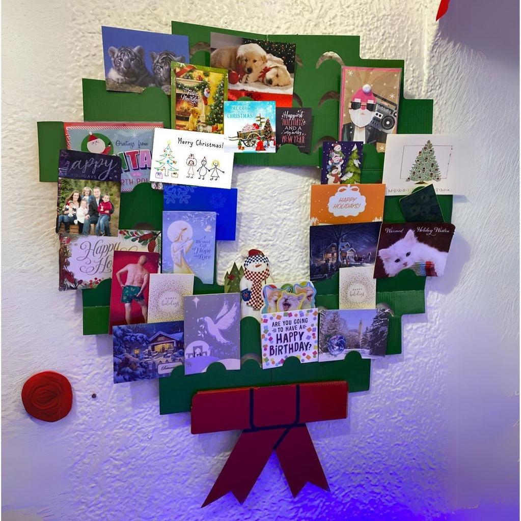 Christmas Decoration Wonder Wreath Jumbo (44" X 36") Card & Photo Display Holder. for Home, Work, Schools, Party. Great Way to Go Down Memory Lane.