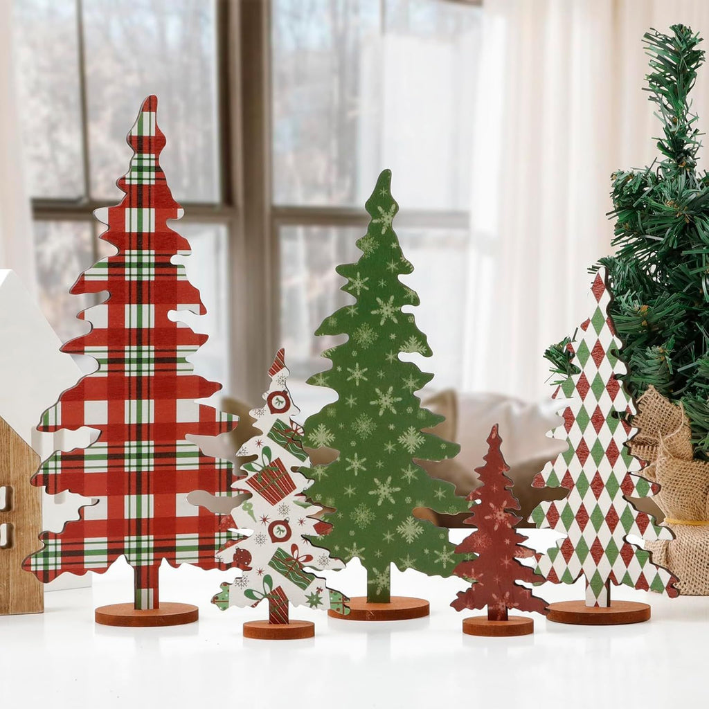 Christmas Decorations indoor-5 sizes Wooden Christmas Tree Sign-Xmas Decorations