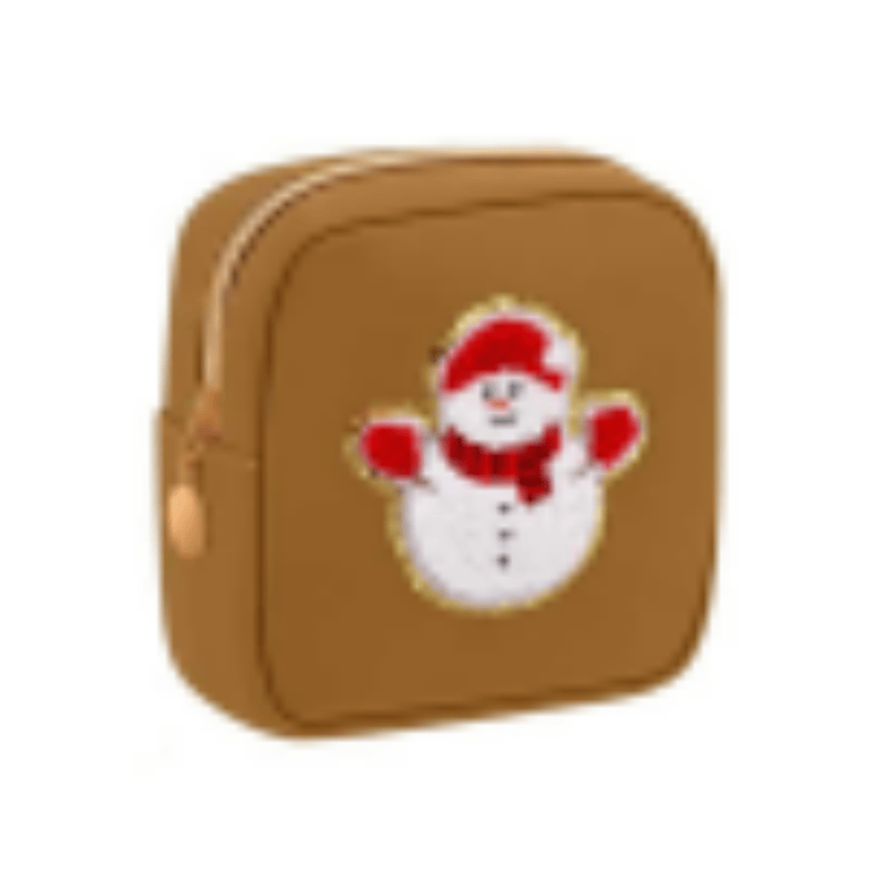 Christmas gingerbread man khaki storage bag, cute embroidery design, portable small item storage, full of festive atmosphere