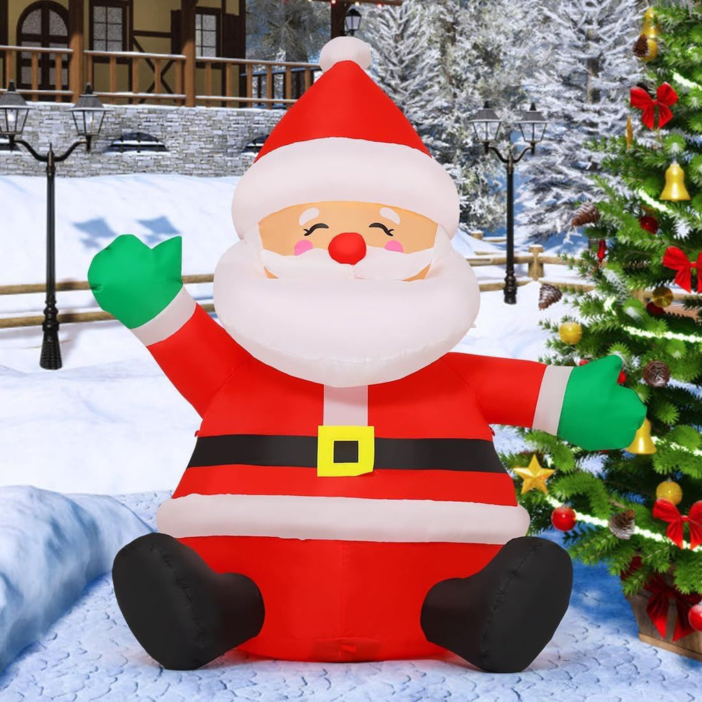 Christmas Inflatables Santa Claus Outdoor Decorations Blow Up Yard Sitting Santa Claus with Built-in LEDs for Holiday Xmas Garden Lawn Decor
