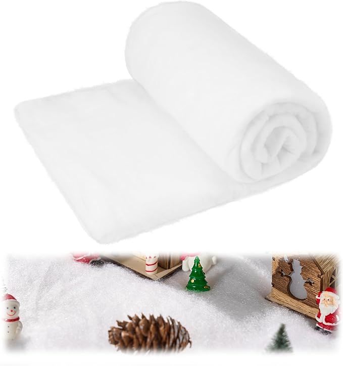 Christmas Snow Blanket Roll (3x8 Ft,1 Pcs) for Christmas Decoration,Thick White Soft and Artificial Snow Blankets for Under The Xmas Tree Xmas Decor, Holiday and Winter Village Displays
