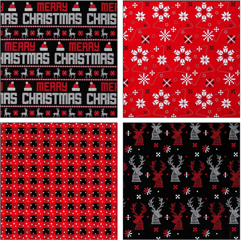 Christmas Wrapping Paper Jumbo Rolls - 30IN X 120IN - 4 Roll - Merry Christmas Reindeer Snowflake Plaid for New Year Holiday Party Kids