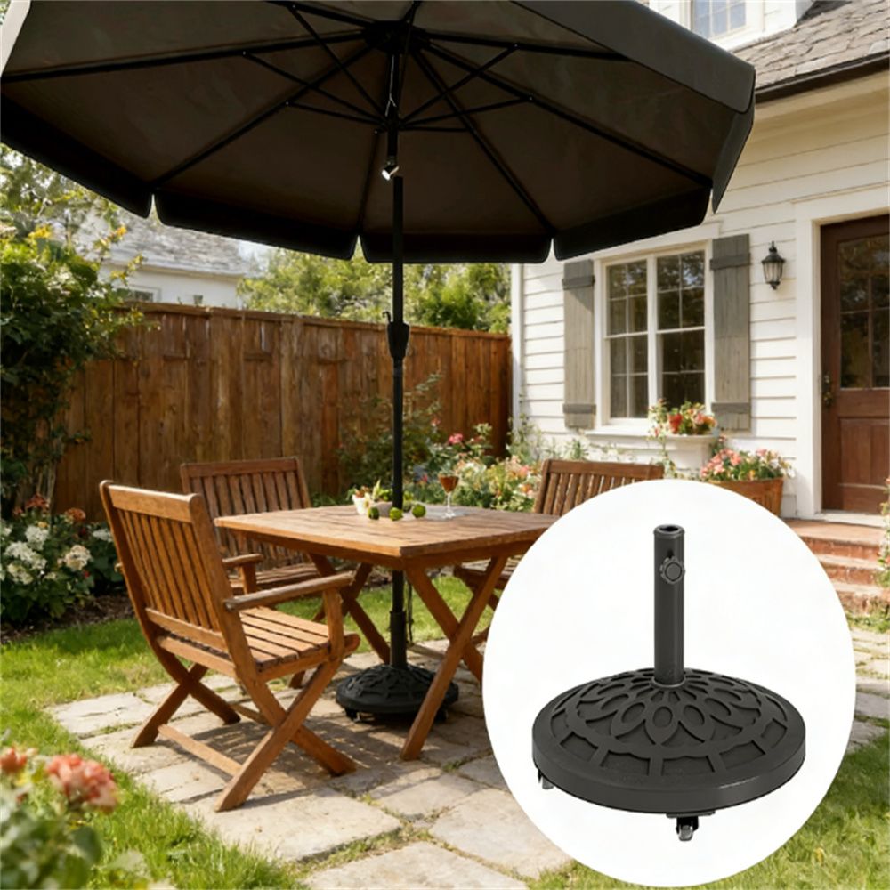 Circular umbrella stand, balcony umbrella frame, courtyard base, outdoor umbrella stand, black (base only)