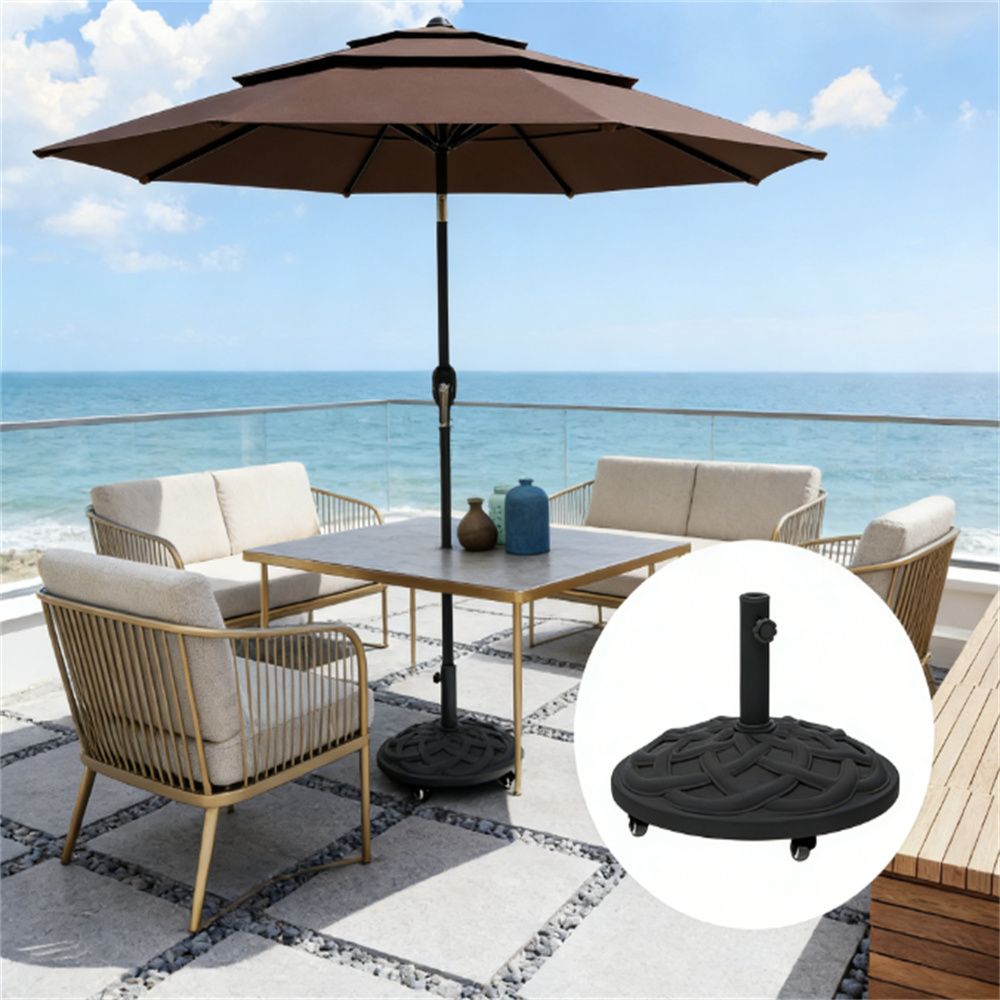 Circular umbrella stand, balcony umbrella frame, courtyard base, outdoor umbrella stand, black (base only)