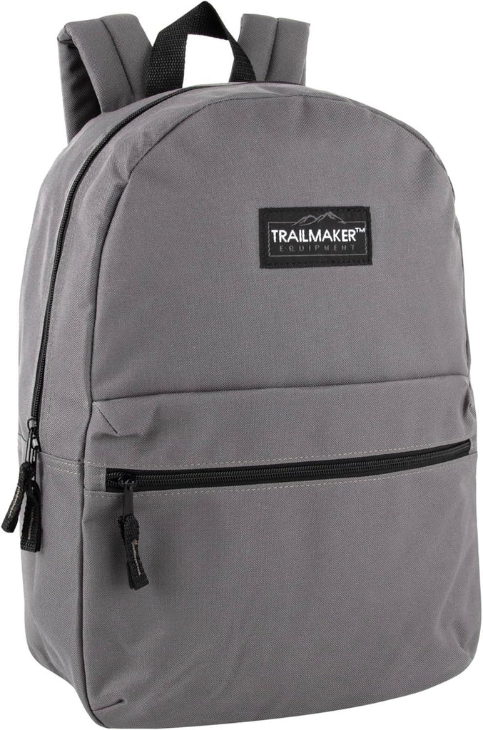 Classic 17 inch Backpacks with Adjustable Padded Straps | School Backpacks for Girls, Boys (Grey)