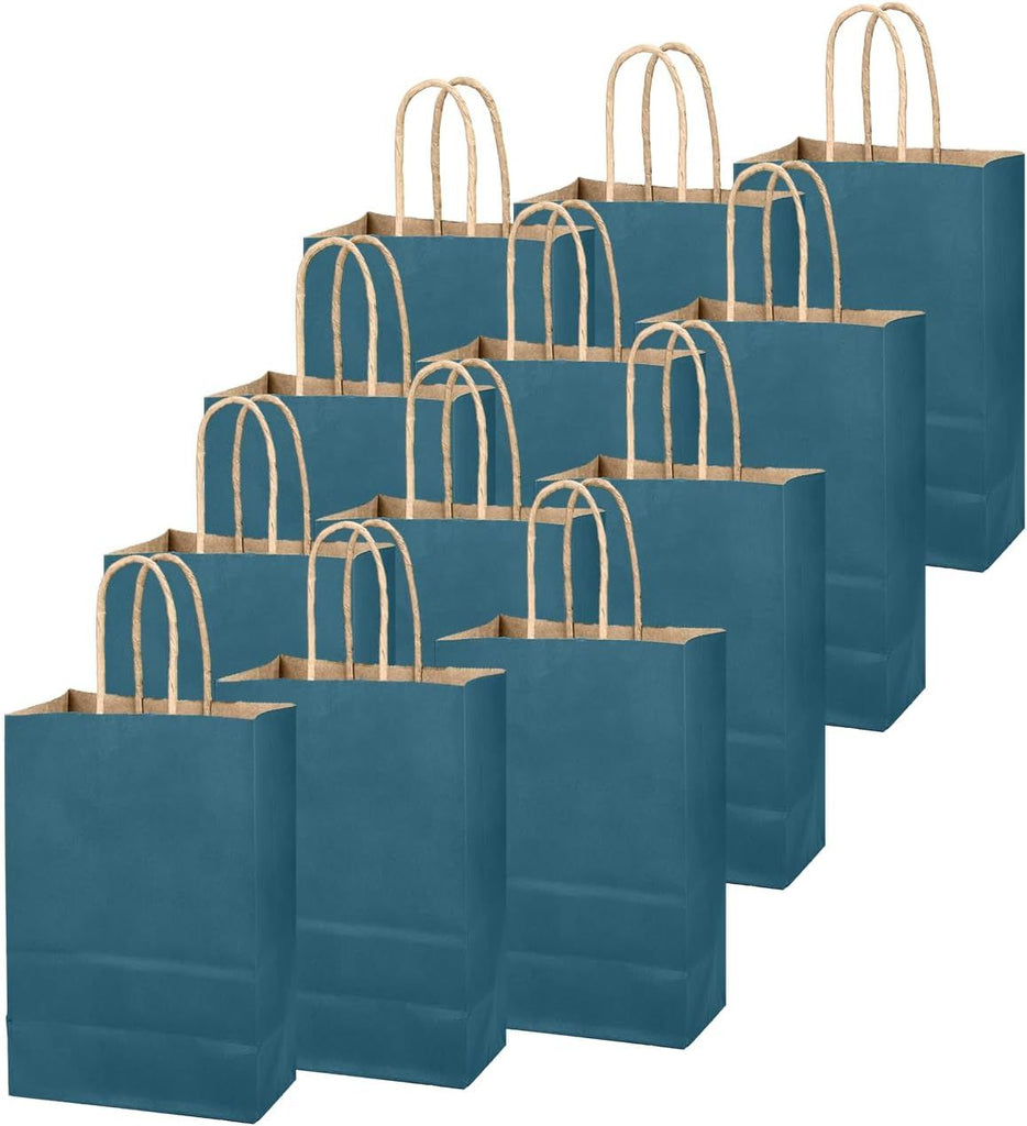 Classic Blue Gift Bag with Handles Bulk 24Pcs Paper Bags -8.3"x6"x3. 15" Party Favor Bags - Solid Color