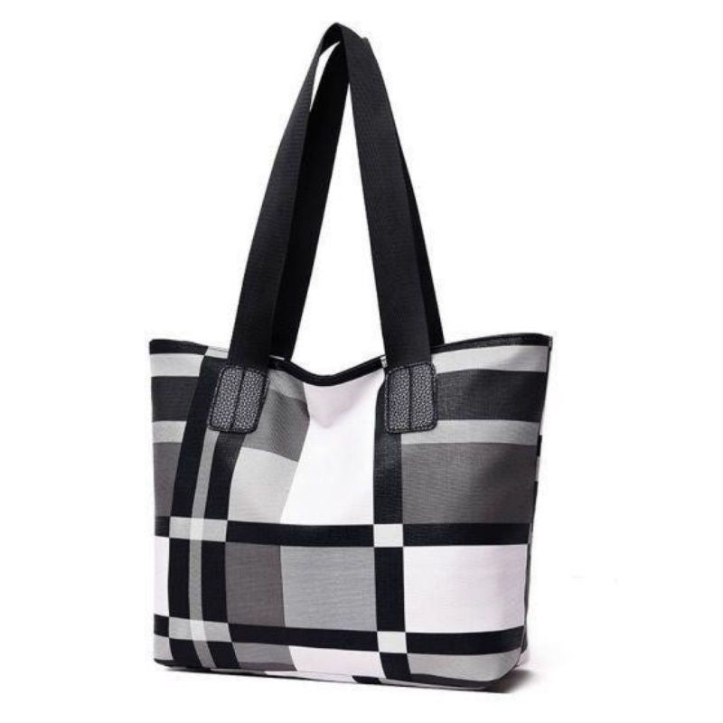Classic Plaid Tote Bag, Large Capacity Waterproof Shoulder Handbag for Work Shopping Travel