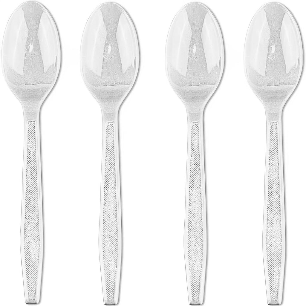 Classic Plastic Teaspoons (50 Count) - Durable White Plastic Spoons Heavy Duty, Premium Disposable Spoons for Weddings, Dinners, Everyday Flatware & Party Supplies