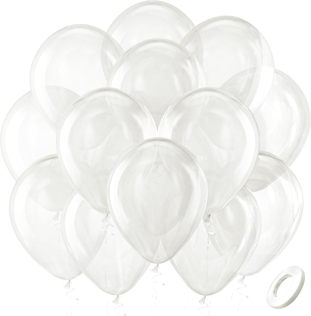 Clear Balloons Latex Party Balloons - 100 Pack 12 inch Round Helium Transparent Balloons for Wedding Bridal Shower Birthday Bubble Party Decoration