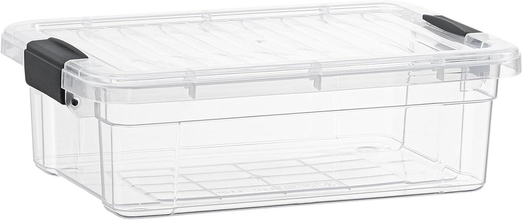 Clear Plastic Storage Bins with Lid, 4.5 Quart Box, Organizing Containers, Stackable Plastic Tote for Home, Garage, Dorm, School, and Office