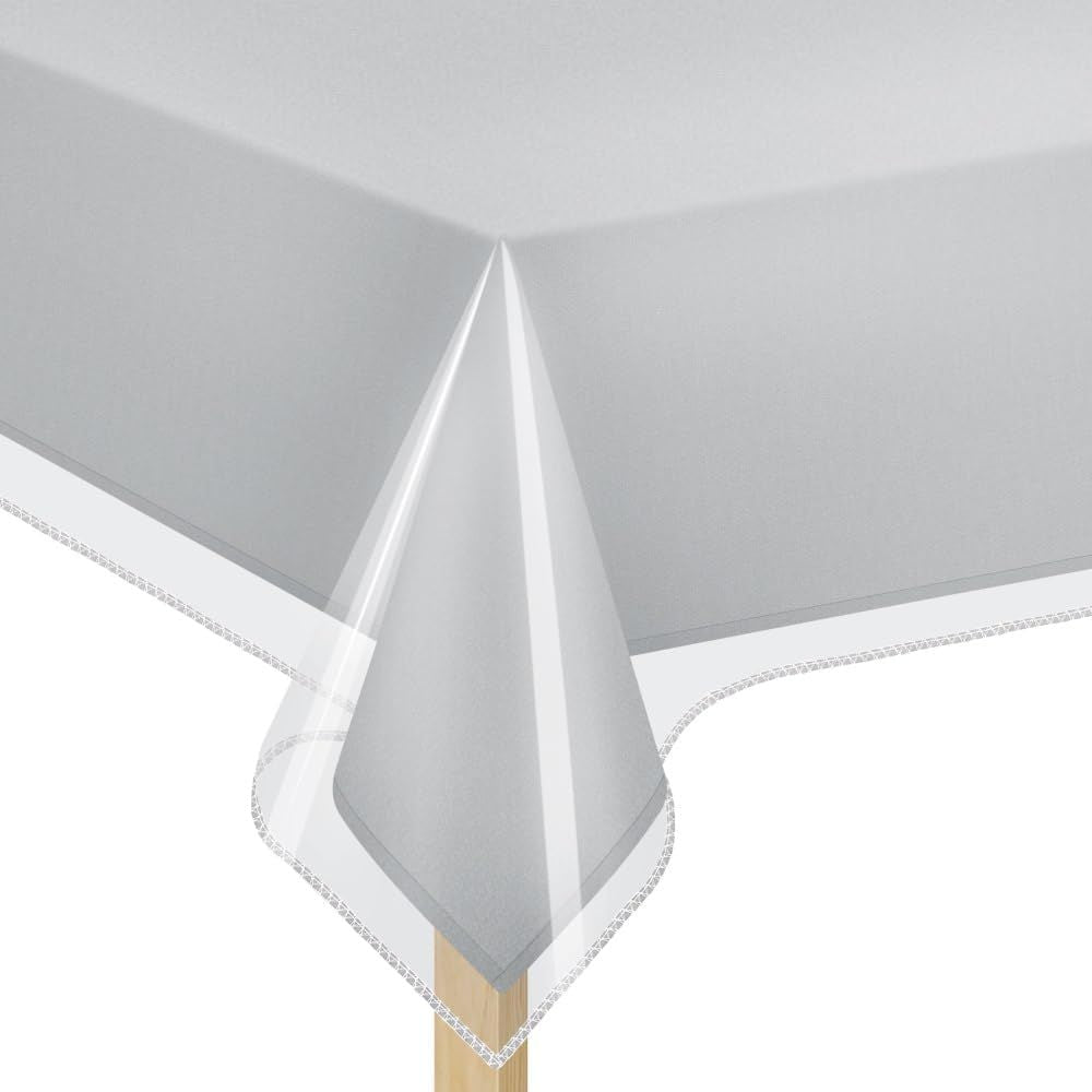 Clear Plastic Table Cover Protector 100% Waterproof Table Protector Crystal Clear Plastic Tablecloth Cover for Dining Table Heavy Duty Vinyl, 60" x 90" Rectangle