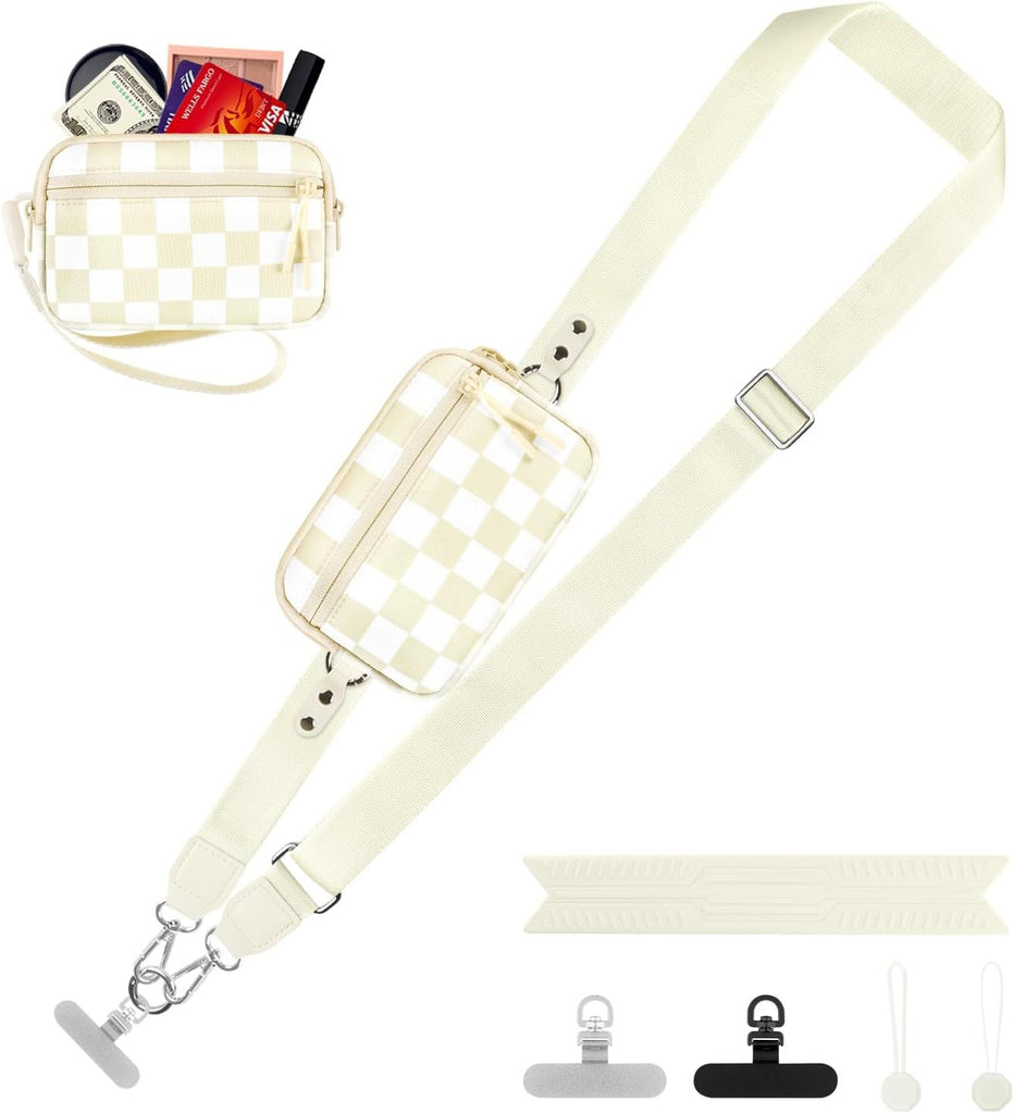 Clip and Go Strap for Phone with Wallet Crossbody, Adjustable Phone Lanyard with Detachable RFID Wristlet Wallet, Universal Phone Strap with 360° Rotatable Phone Tabs for All Phones