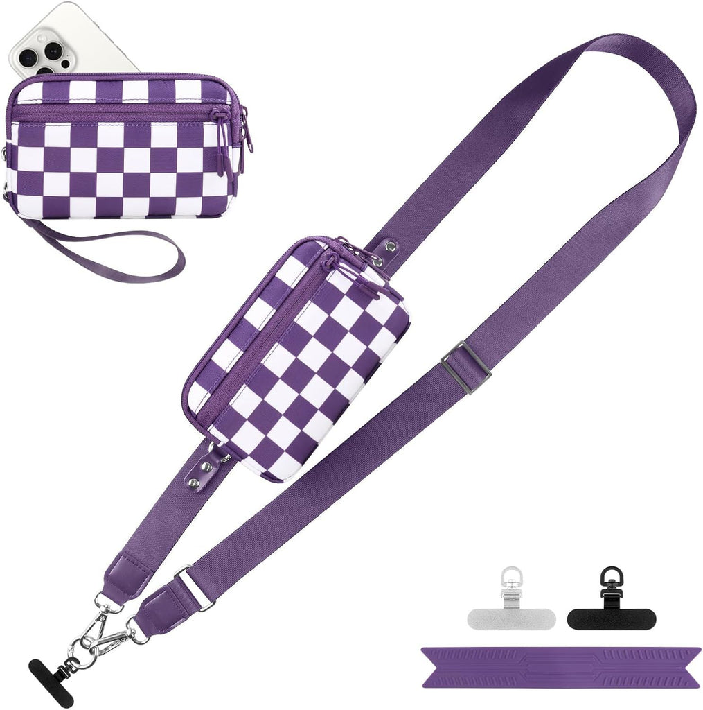 Clip and Go Strap for Phone with Wallet Crossbody, Adjustable Phone Lanyard with Detachable RFID Wristlet Wallet