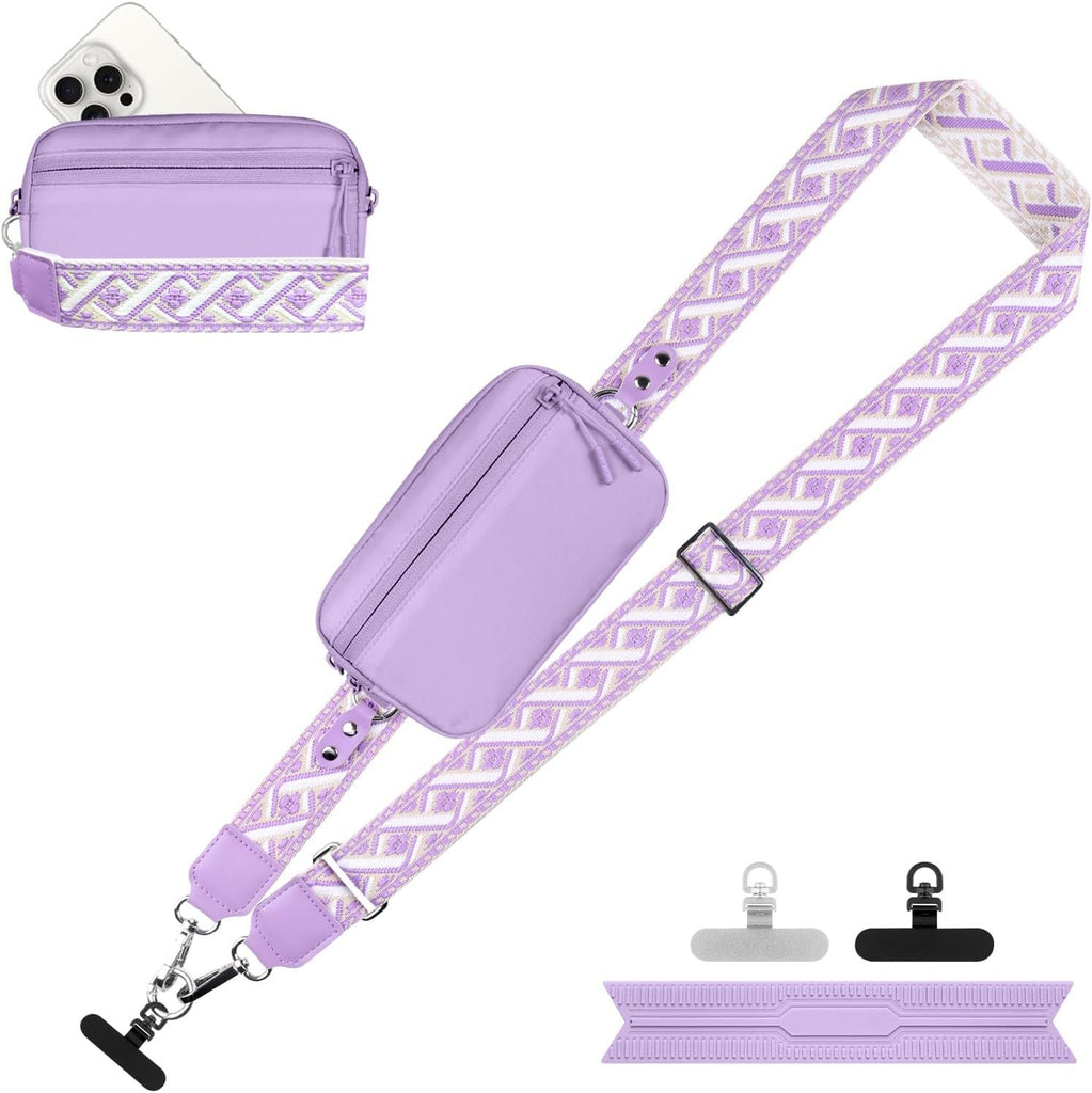 Clip and Go Strap for Phone with Wallet Crossbody, Adjustable Phone Lanyard with Detachable RFID Wristlet Wallet
