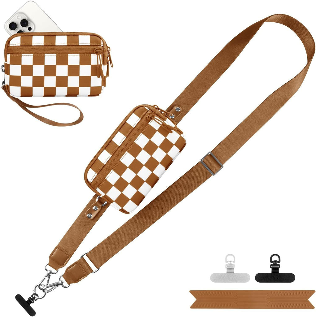 Clip and Go Strap for Phone with Wallet Crossbody, Adjustable Phone Lanyard with Detachable RFID Wristlet Wallet