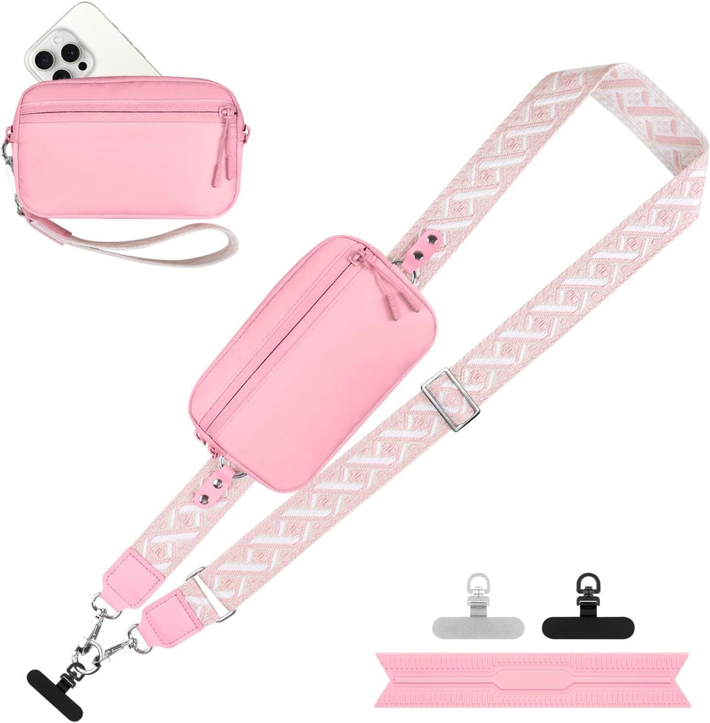 Clip and Go Strap for Phone with Wallet Crossbody, Adjustable Phone Lanyard with Detachable RFID Wristlet Wallet