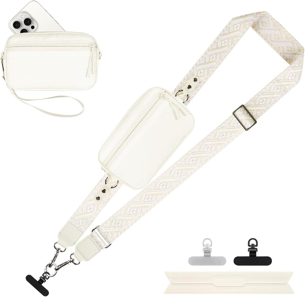 Clip and Go Strap for Phone with Wallet Crossbody, Adjustable Phone Lanyard with Detachable RFID Wristlet Wallet
