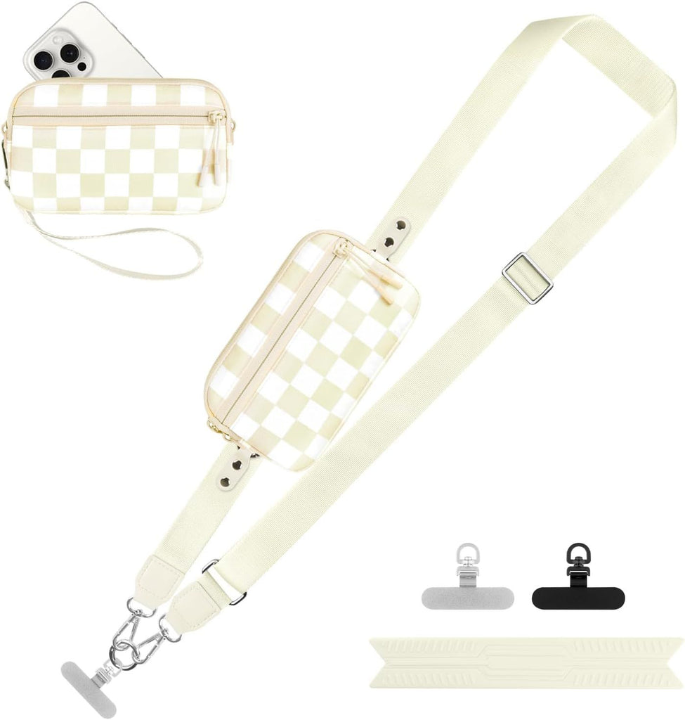 Clip and Go Strap for Phone with Wallet Crossbody, Adjustable Phone Lanyard with Detachable RFID Wristlet Wallet